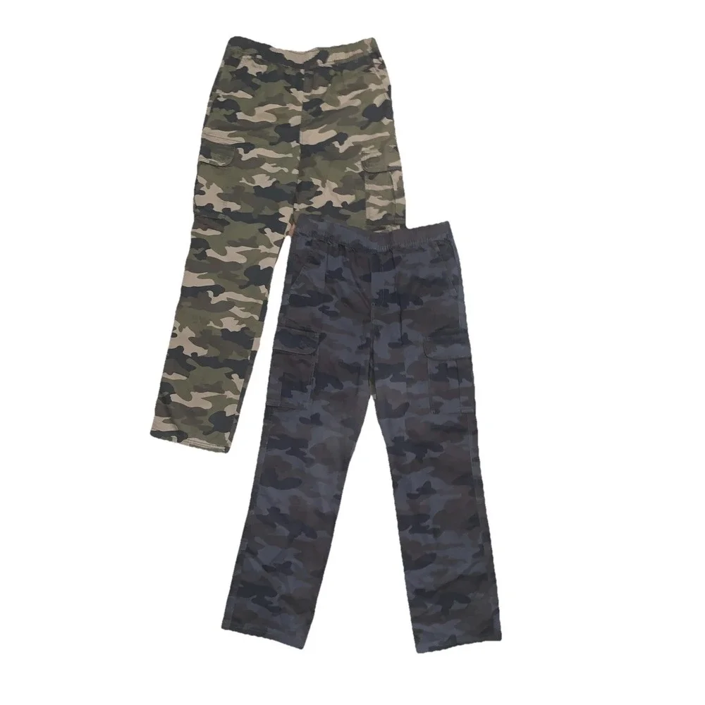 2‎ Children Place Boys Pull On Pants 18 Husky Green Black Camo Adjustable Waist